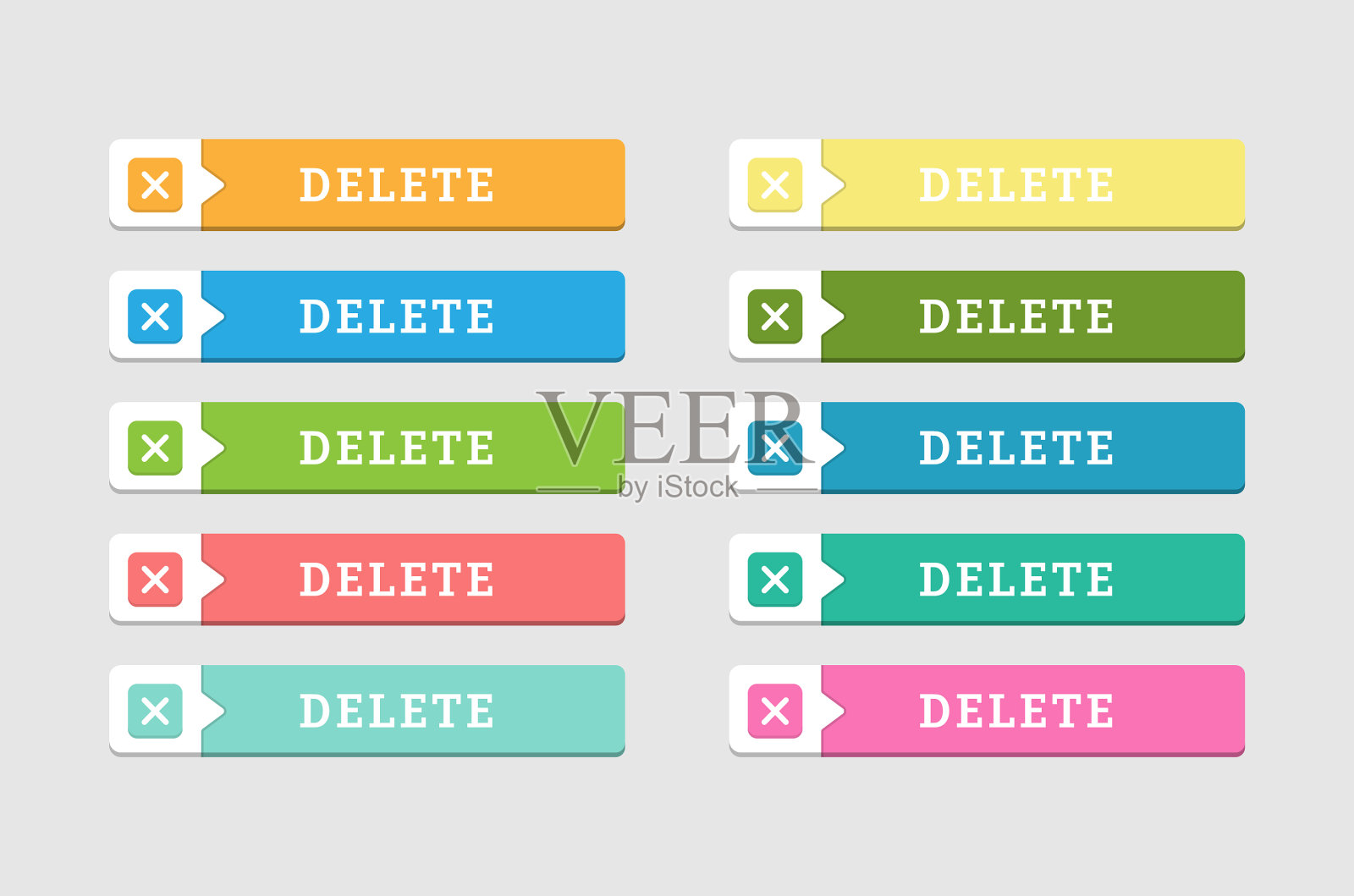 一组标记为删除的彩色按钮图标素材