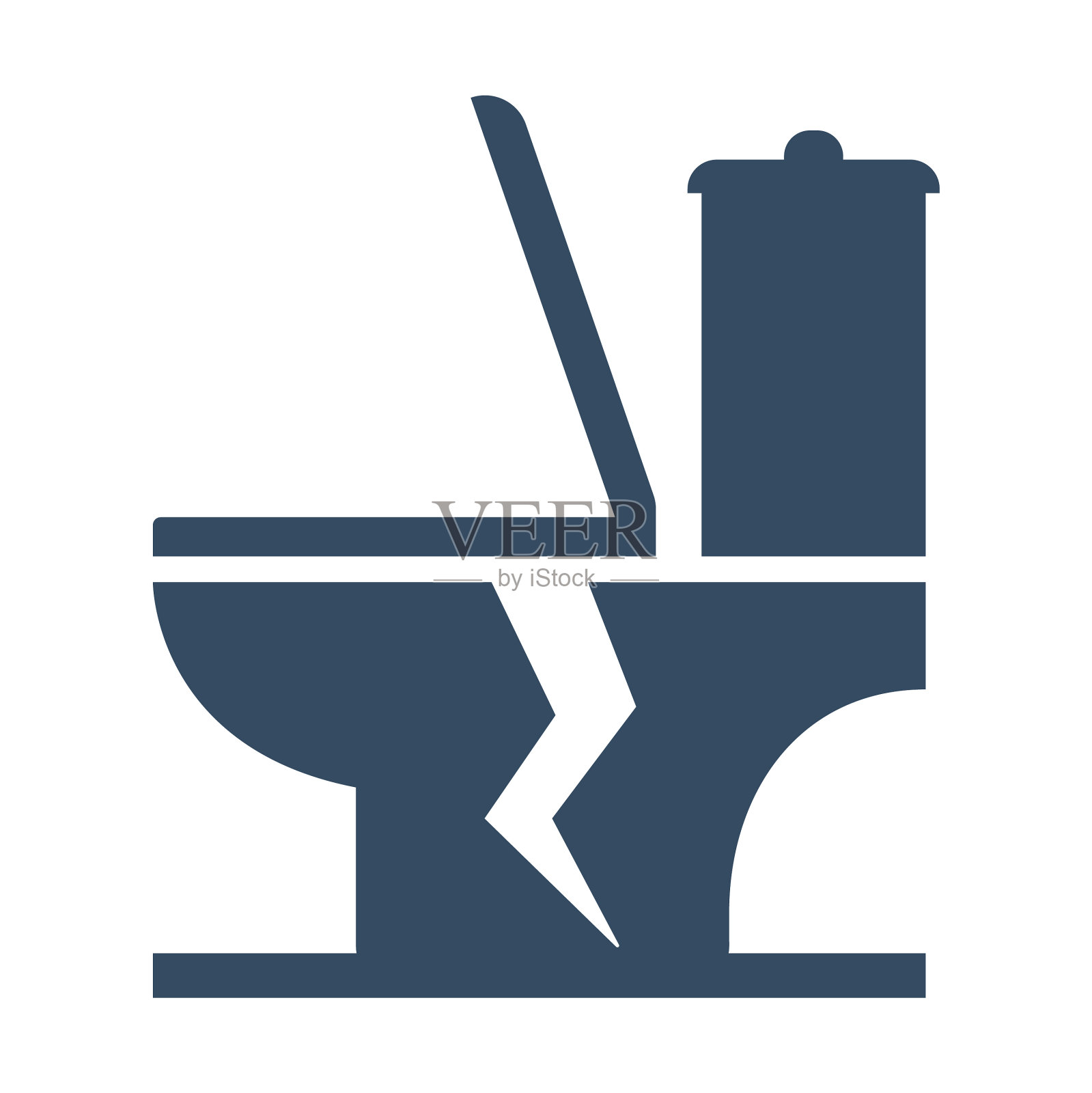 裂纹陶瓷马桶黑色图标裂纹插画图片素材