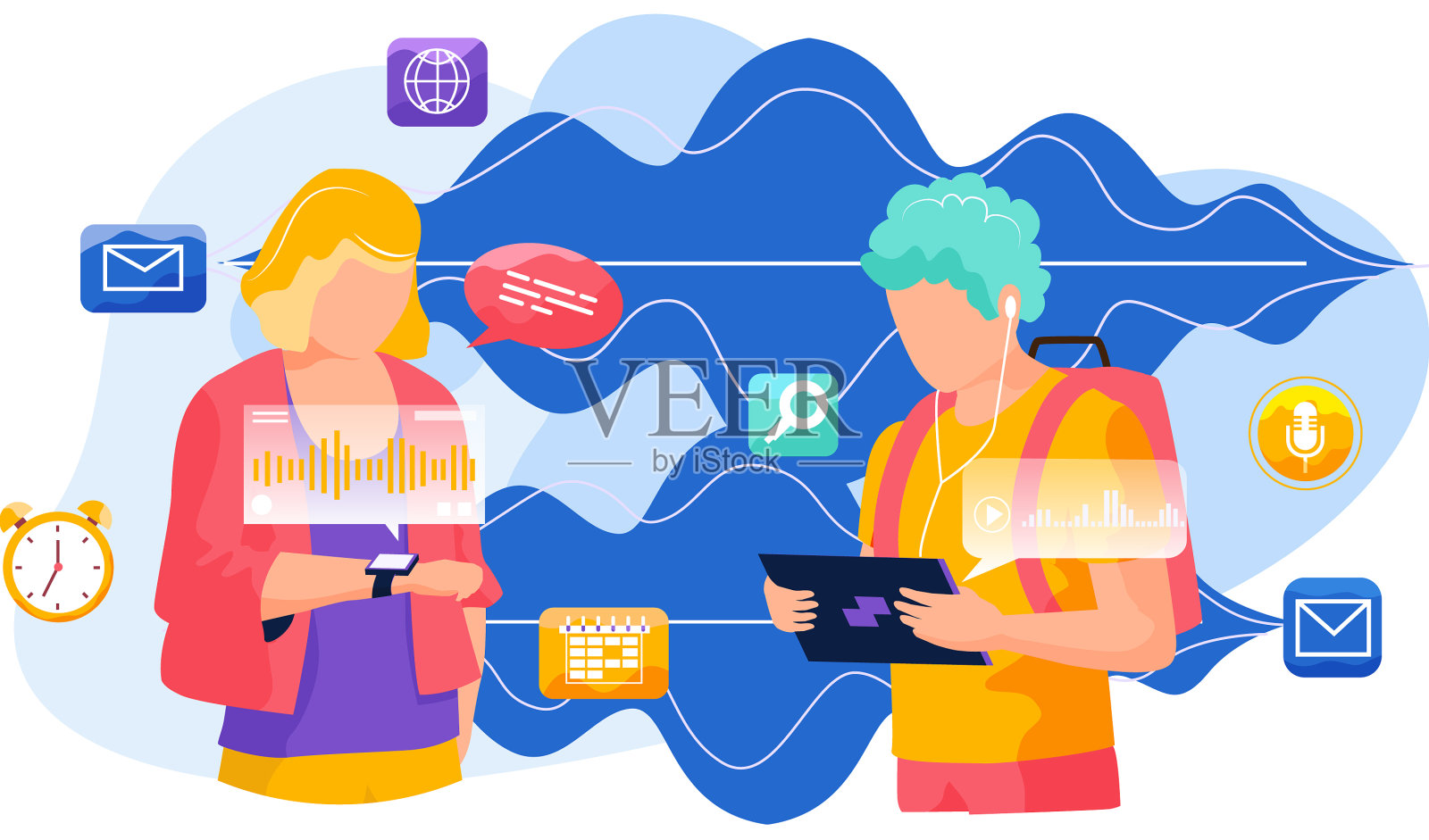 语音助手智能音箱虚拟助手设计元素图片