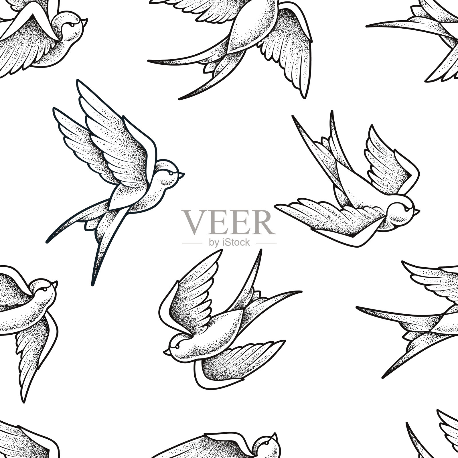 燕雀无缝图案插画图片素材