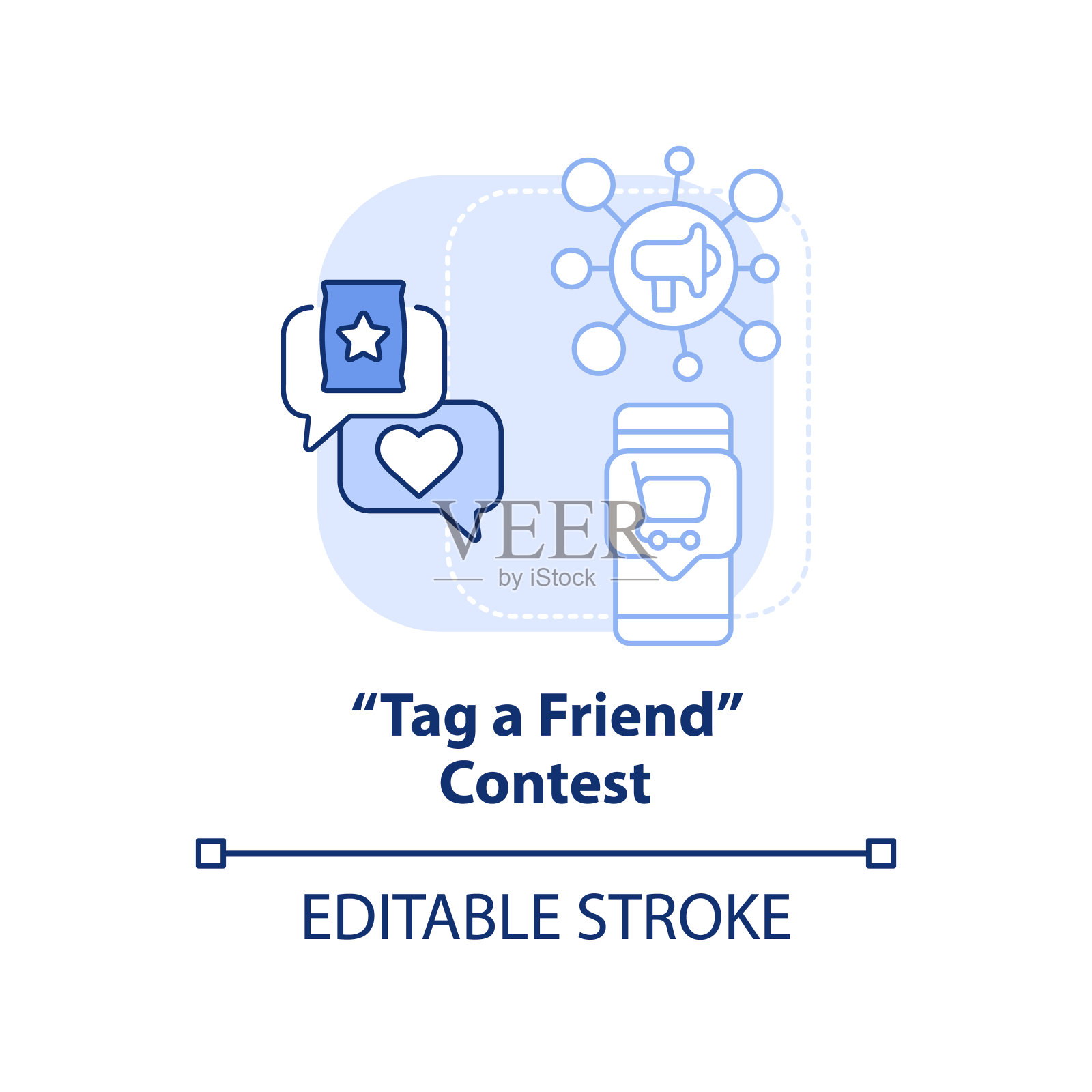 标签朋友竞赛浅蓝色概念图标插画图片素材