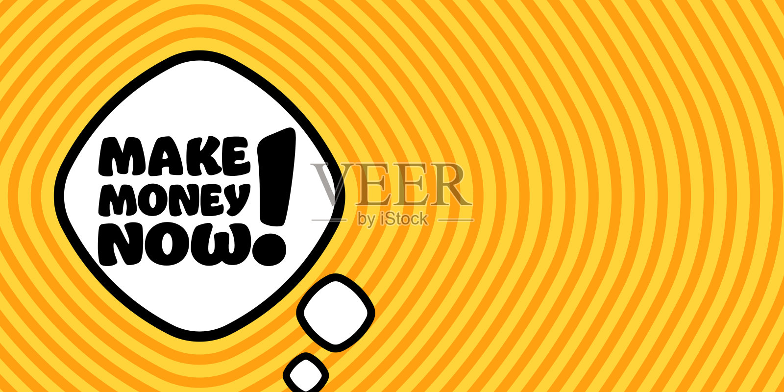 语音泡沫与赚钱现在短信。繁荣的复古漫画风格。波普艺术风格。矢量线图标的业务和广告插画图片素材