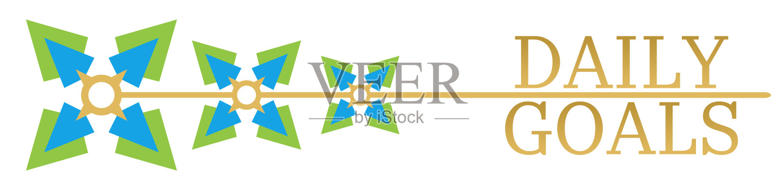 每日目标星圈绿色蓝色分支插画图片素材