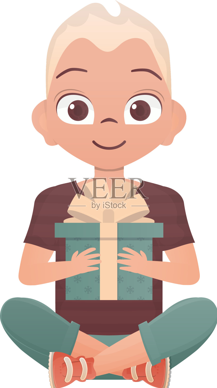 一个十几岁的小男孩以莲花的姿势坐着设计元素图片