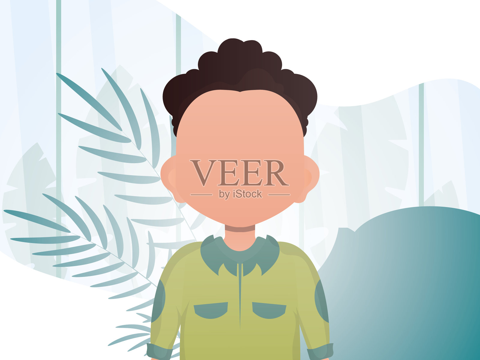 一个可爱的学龄前男孩的肖像海报插画图片素材