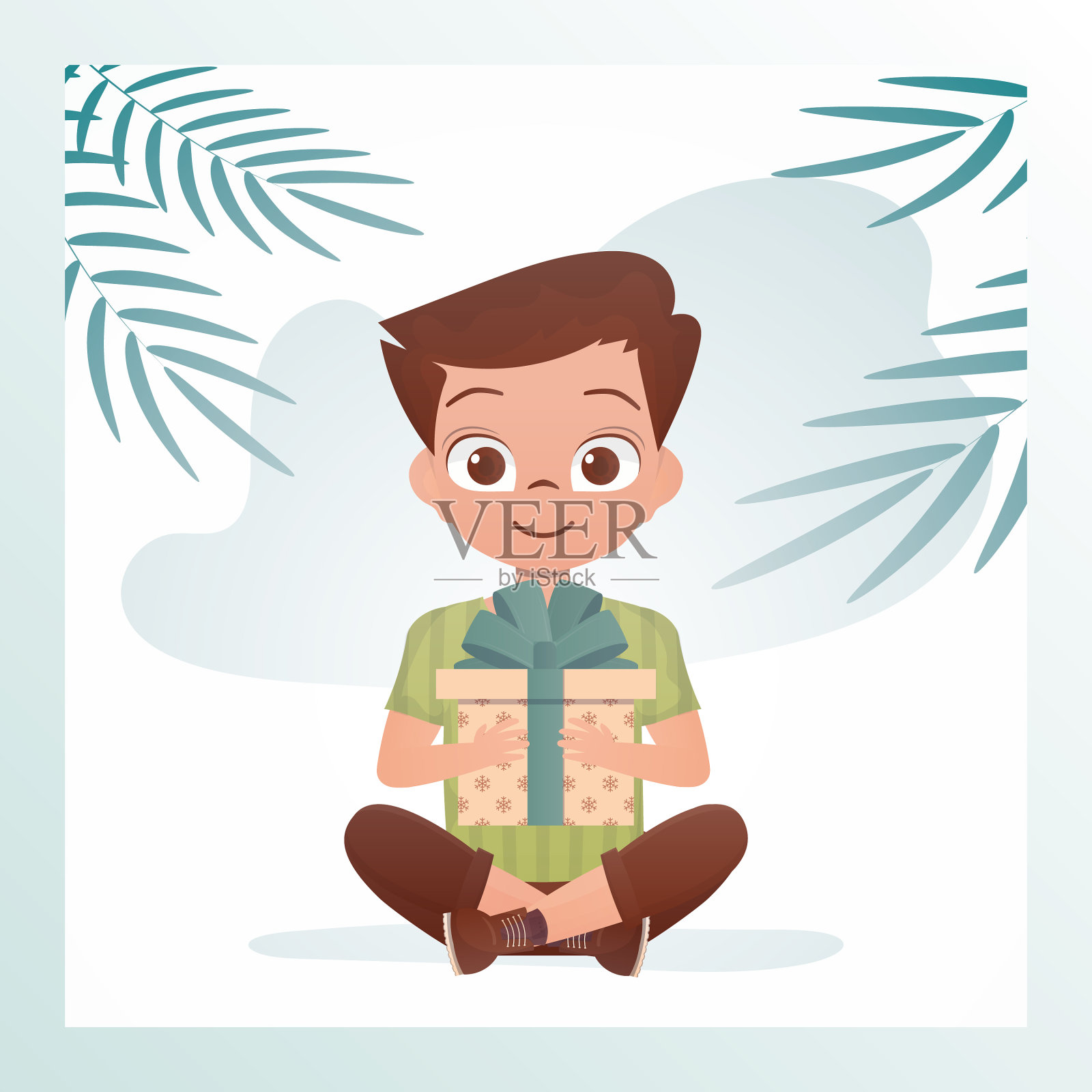 快乐的童子以莲花的姿势坐着插画图片素材