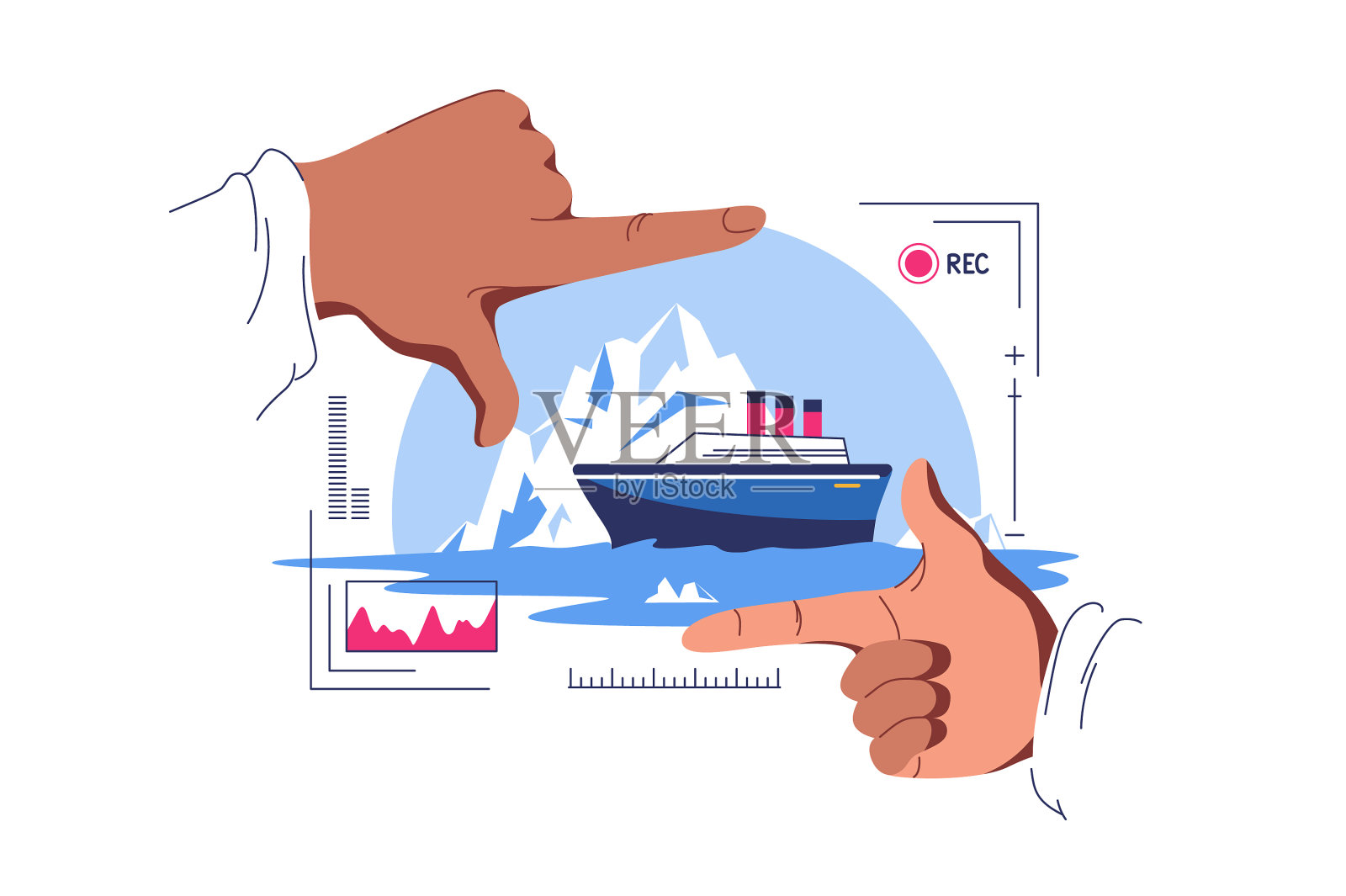 视频操作员的摄像工作和视频剪辑工作设计元素图片