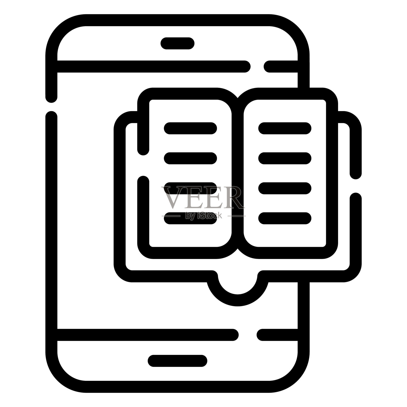 电子书行图标孤立在白色背景插画图片素材