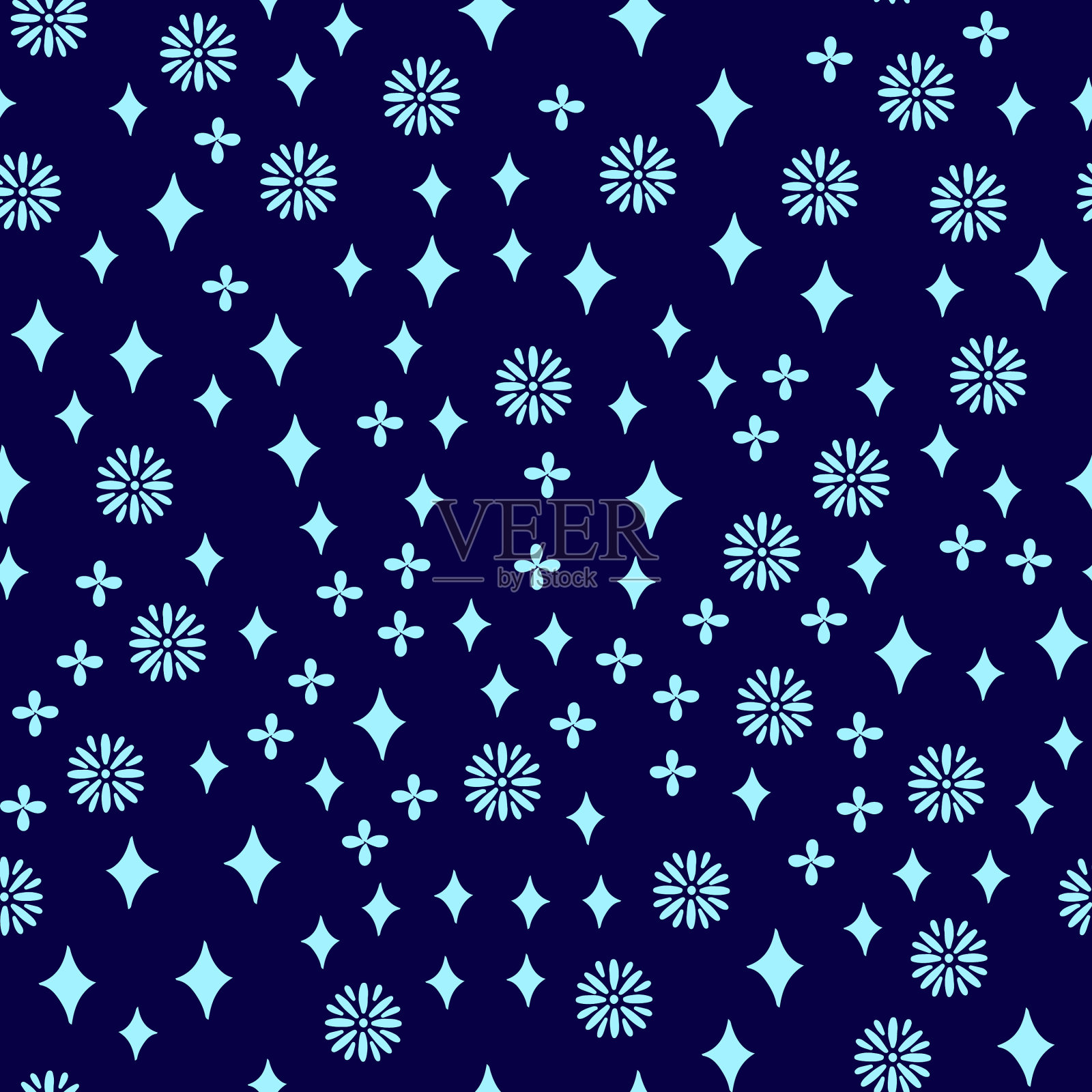 波希米亚小星星和花朵种族无缝衔接插画图片素材