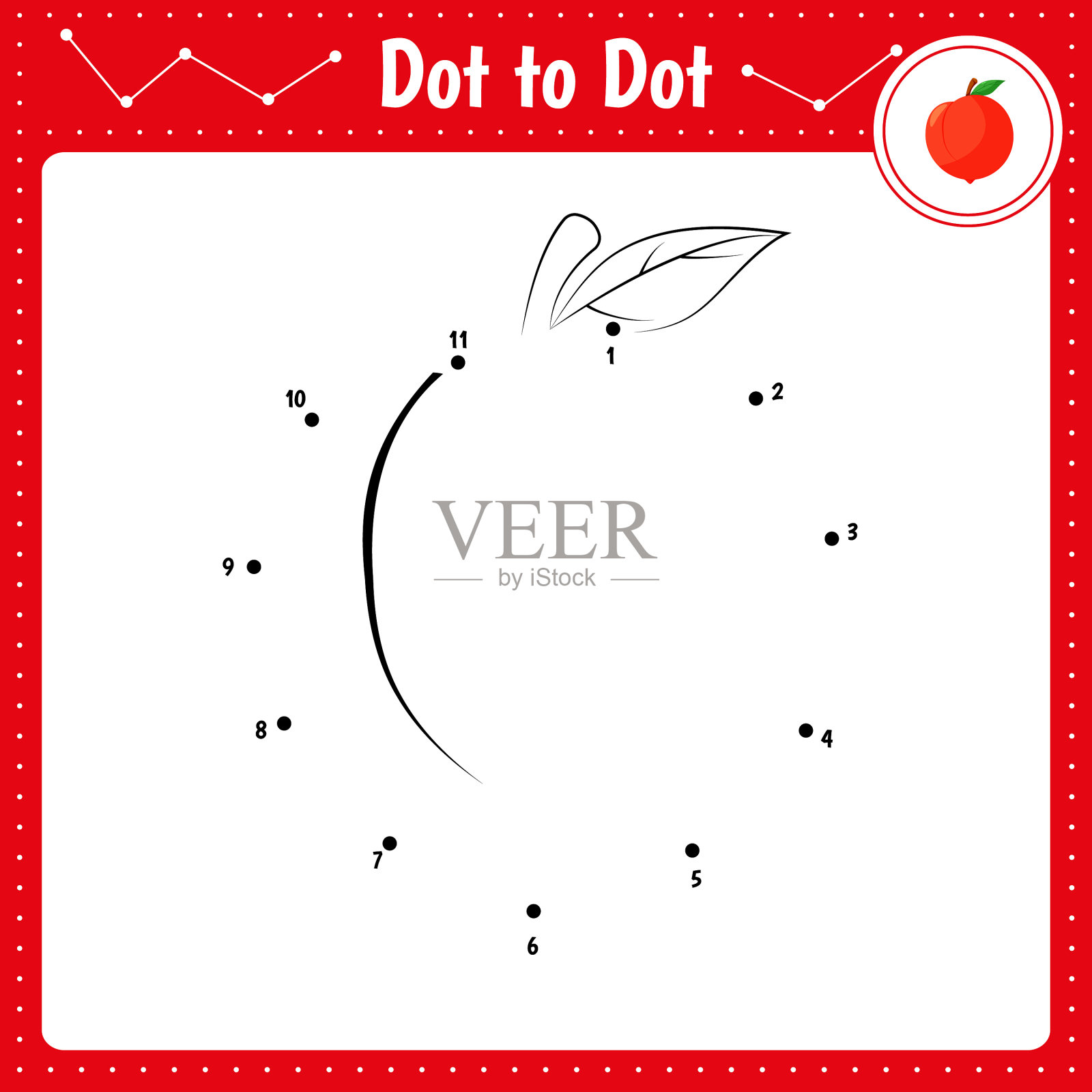 把点连起来，桃插画图片素材