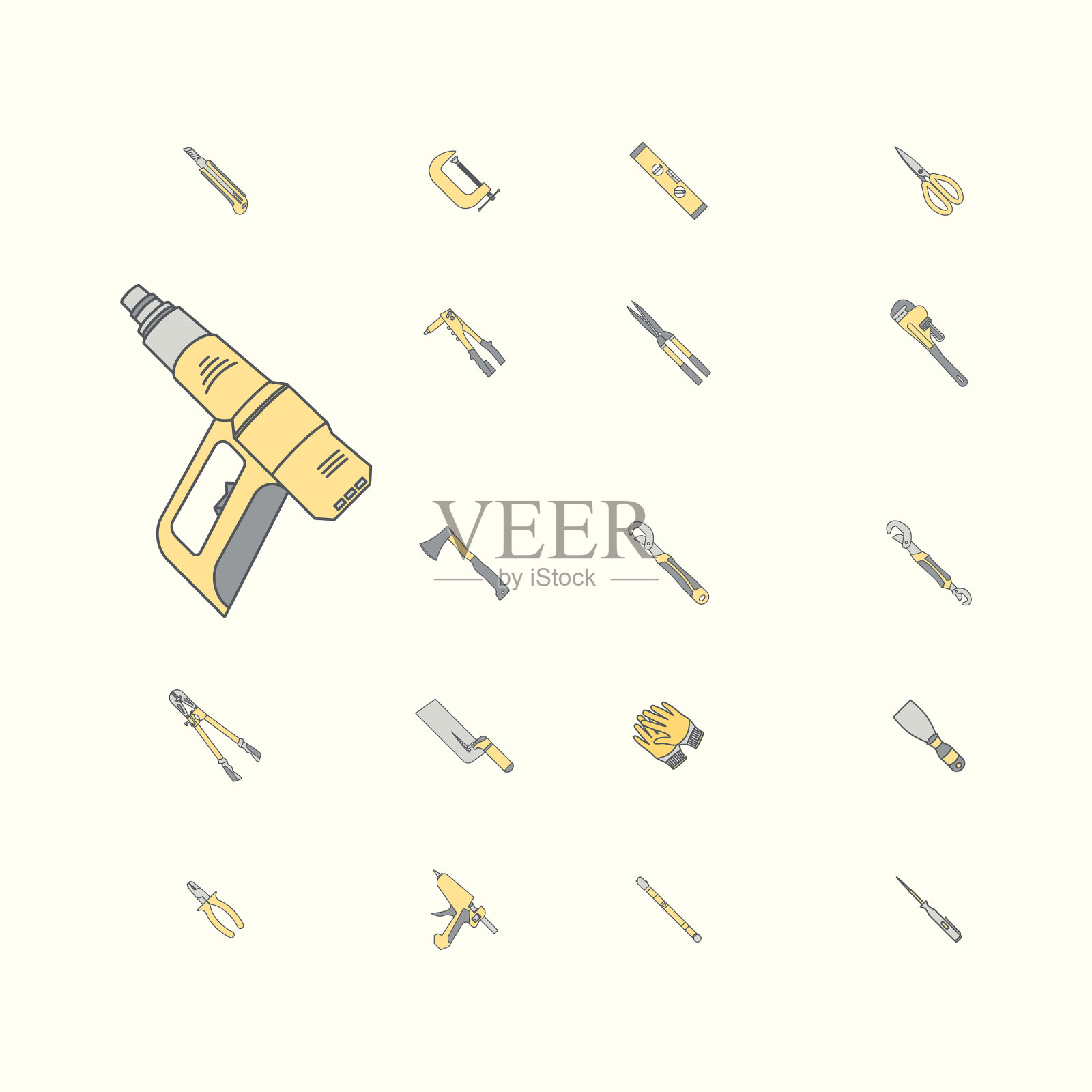 贴纸施工工具图标集合集图标素材