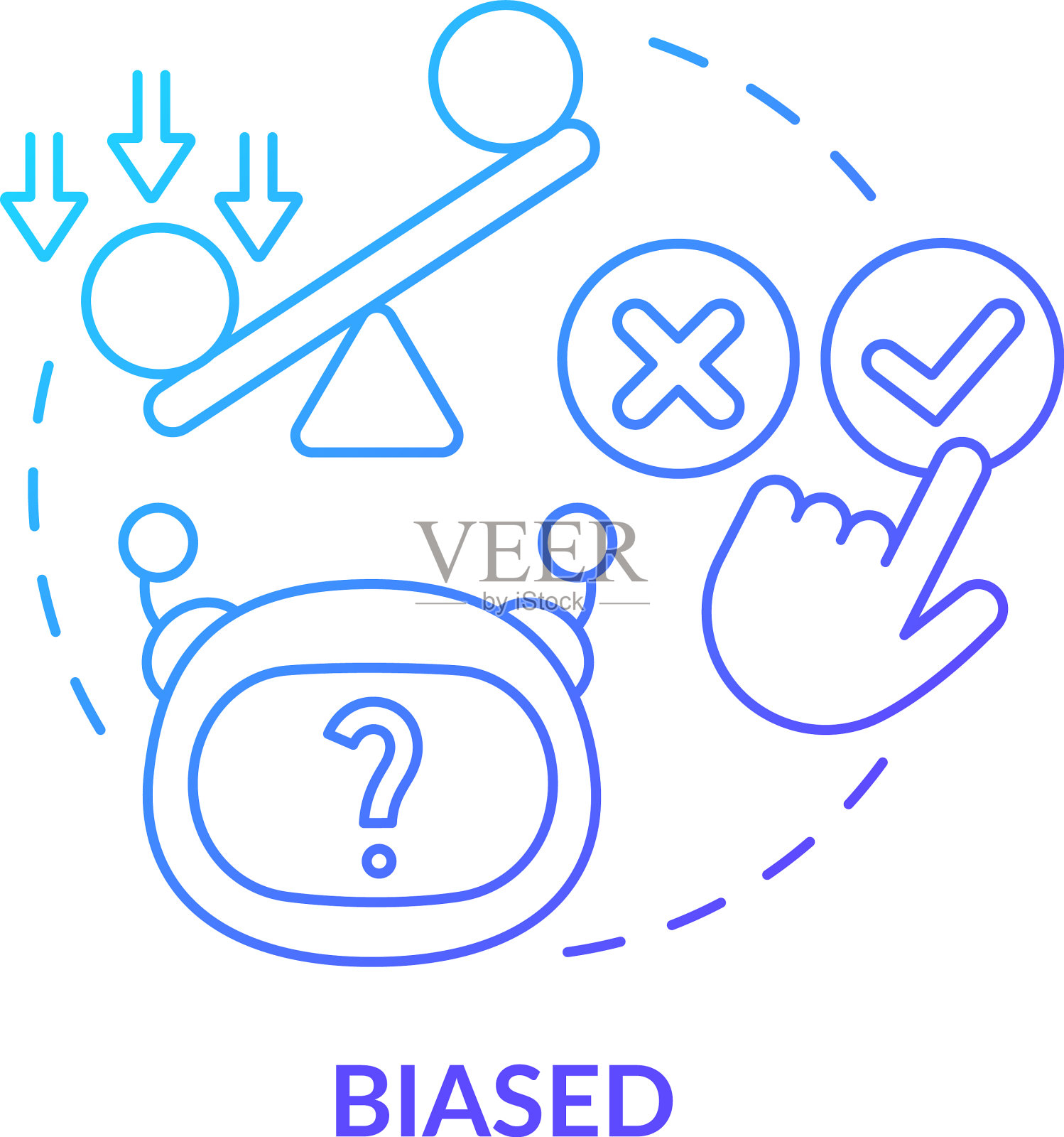 有偏差的蓝色梯度概念图标插画图片素材