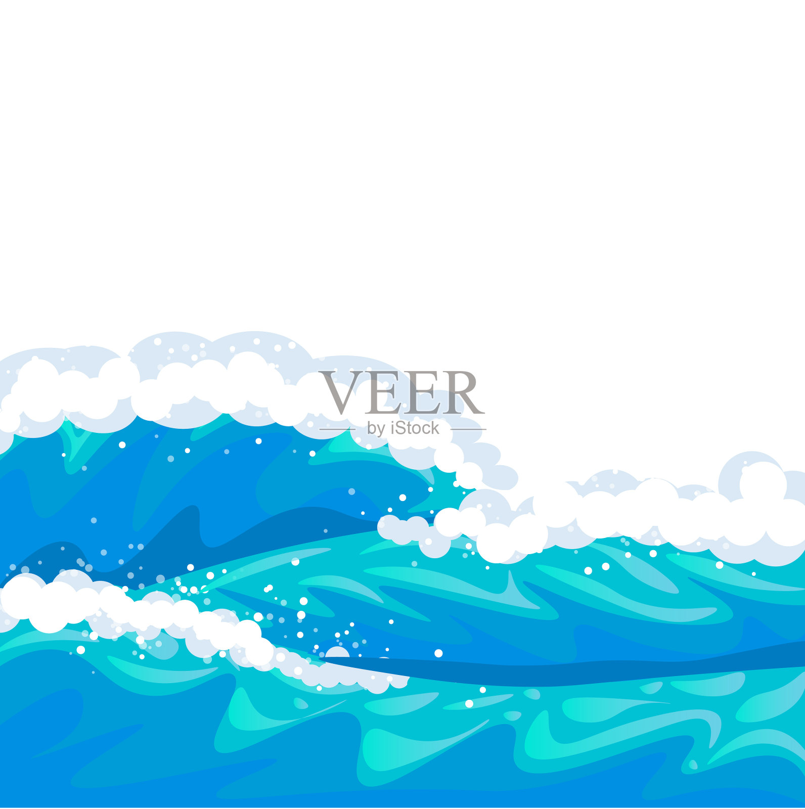 抽象的蓝色海浪插画图片素材