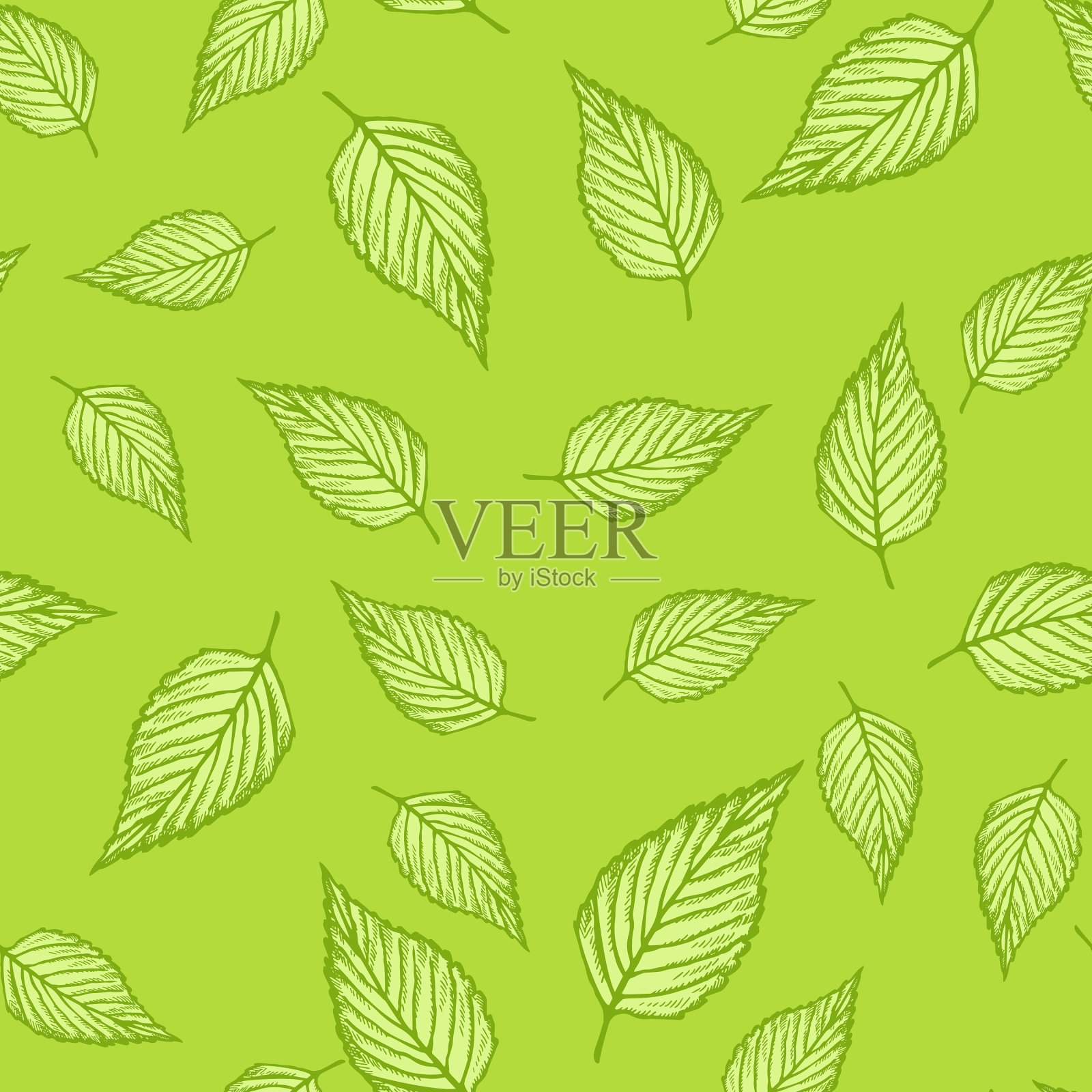 无缝图案镌刻树叶子的佳酿插画图片素材