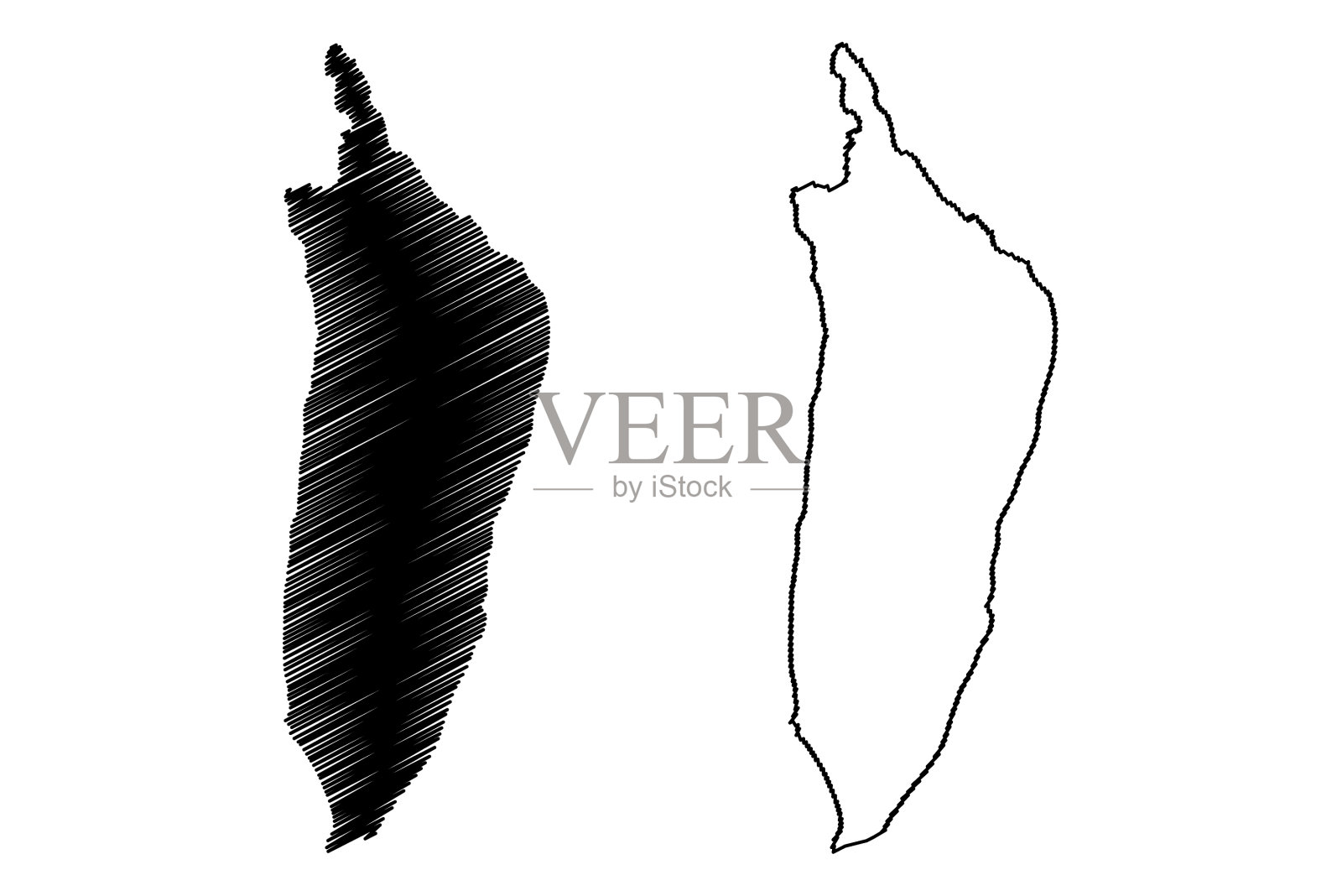 挪威王国希尔达岛的地图涂鸦插画图片素材