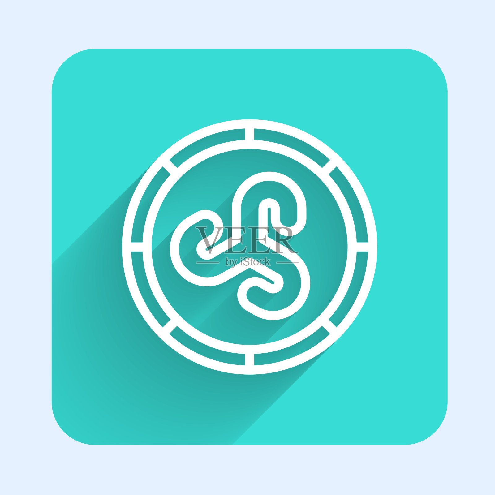 白线盾牌维京图标与长孤立插画图片素材