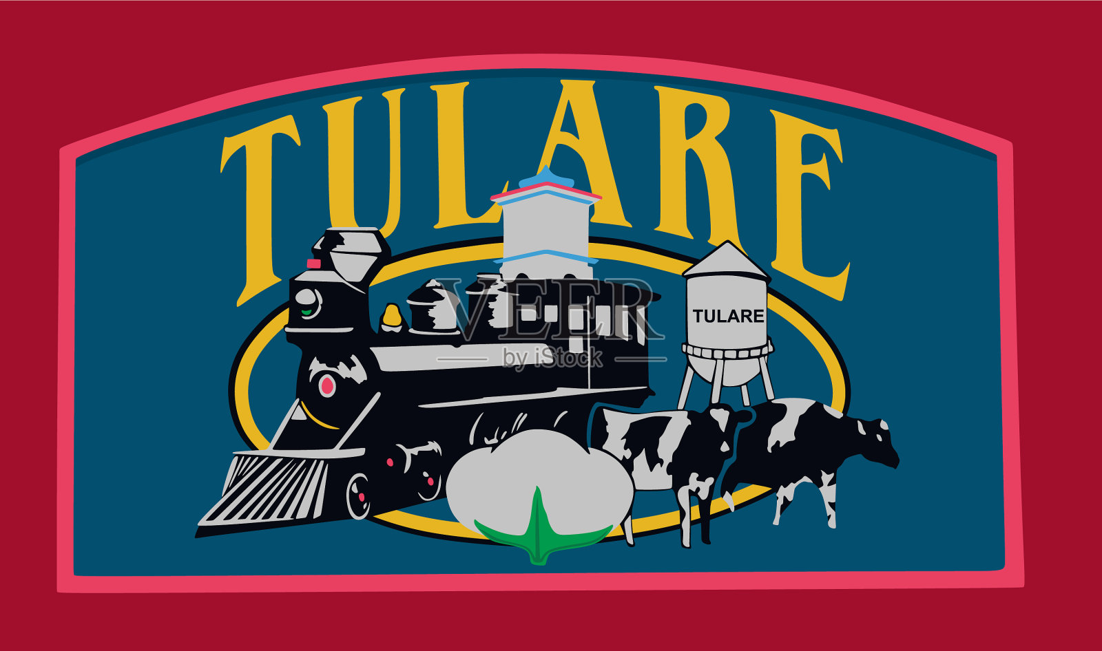 加州图拉雷的欢迎标志插画图片素材