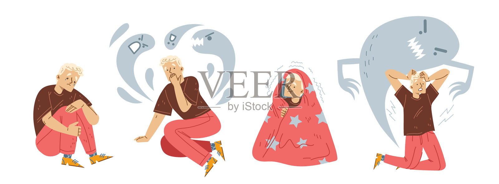 受惊吓的人患有恐慌症插画图片素材