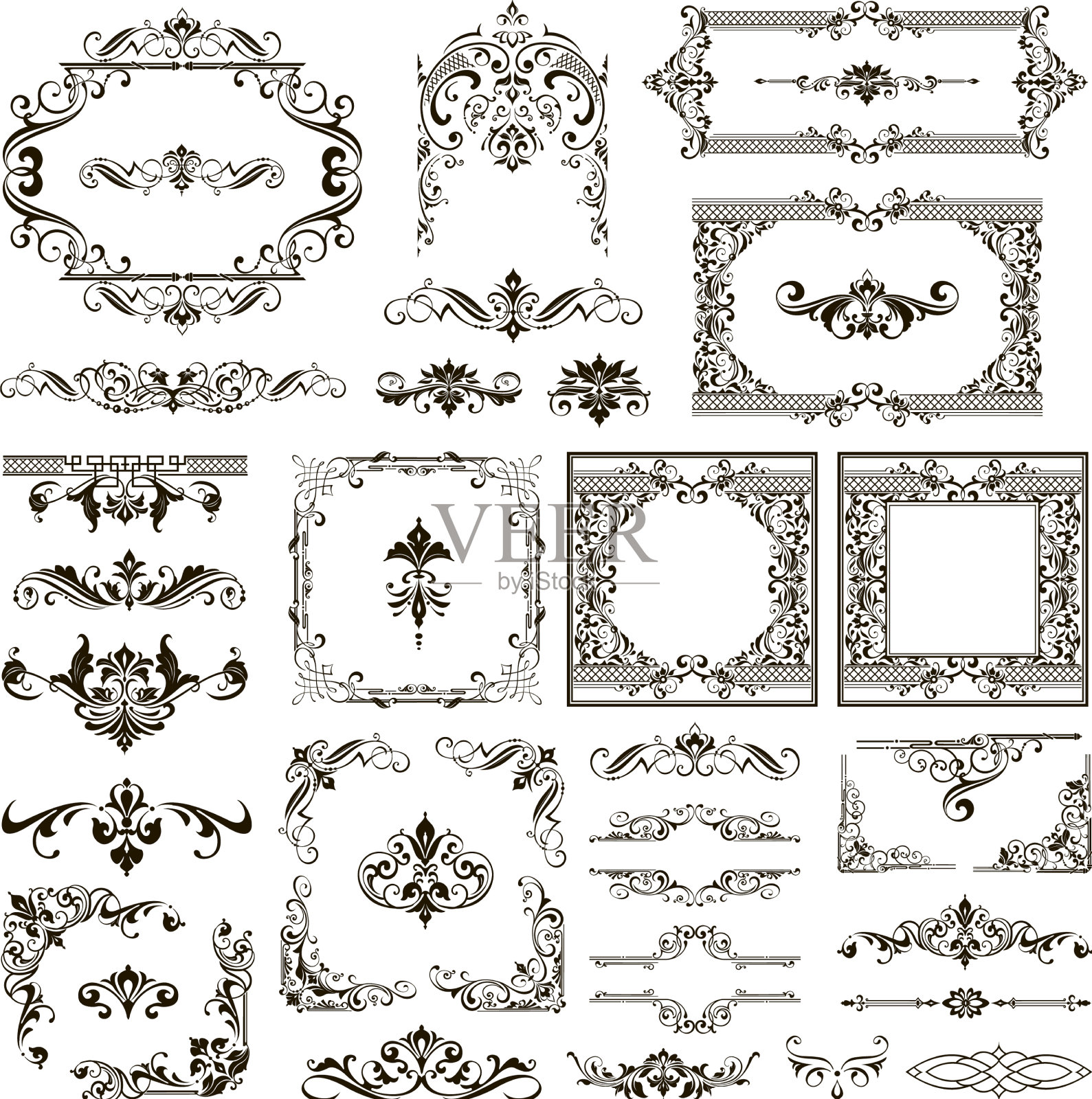 装饰品元素花边的边界和角落插画图片素材