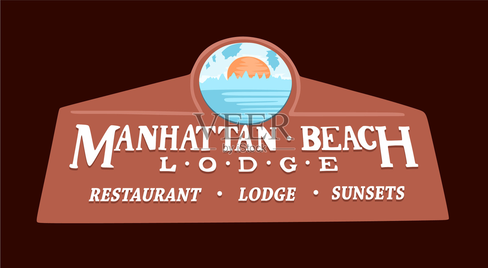 加州曼哈顿海滩的欢迎标志插画图片素材