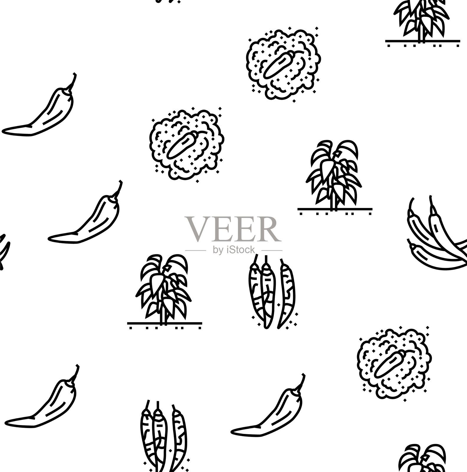 辣椒辣天然蔬菜无缝衔接插画图片素材