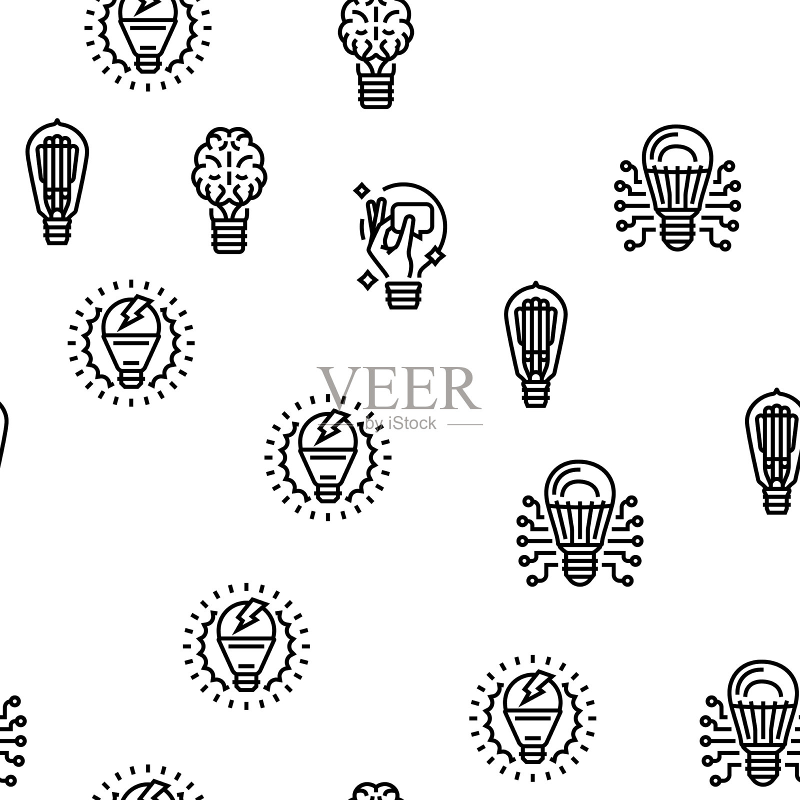 灯泡电能配件无缝衔接插画图片素材