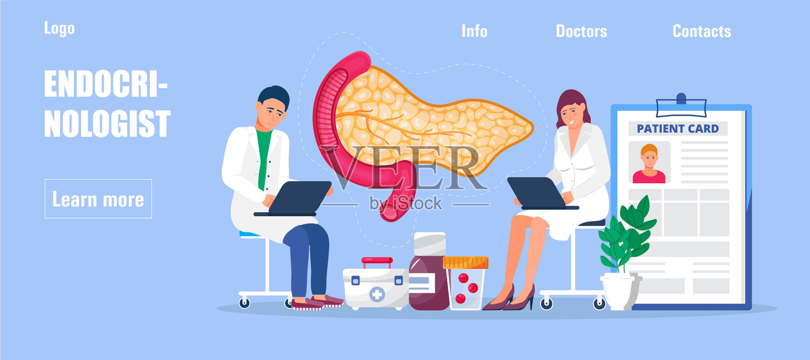 内分泌专家在线会议插画图片素材