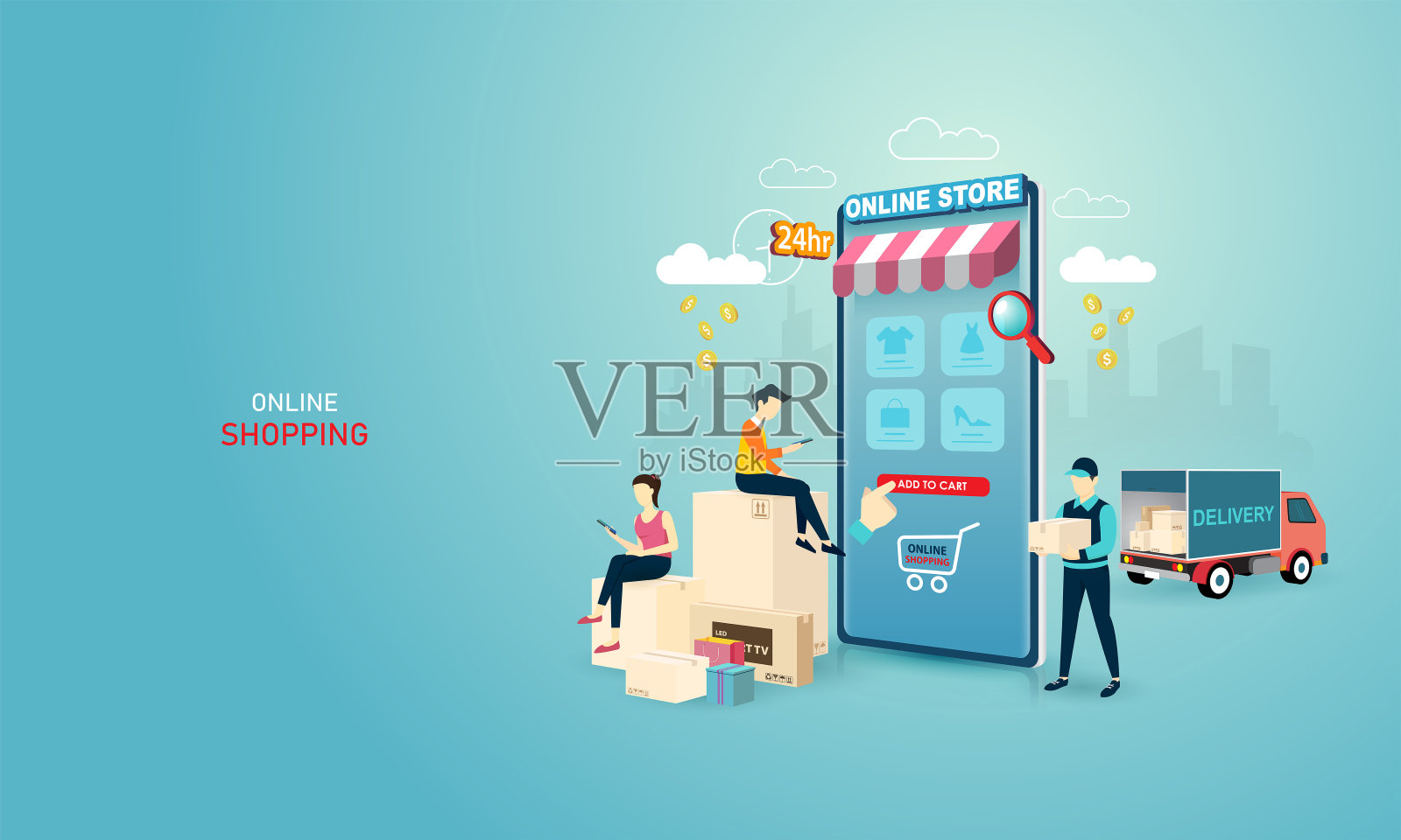 网上购物concept_05插画图片素材