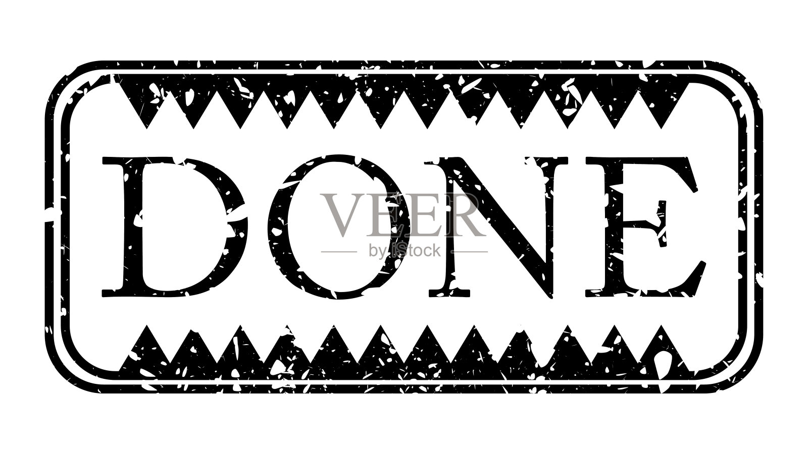 简单的复古橡胶图章与完成文本与Checkmark文本。插画图片素材