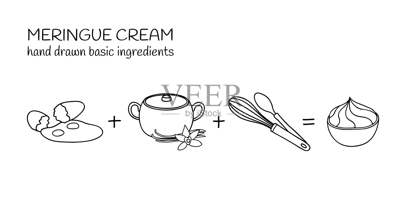 手工制作蛋白霜的原料。插画图片素材