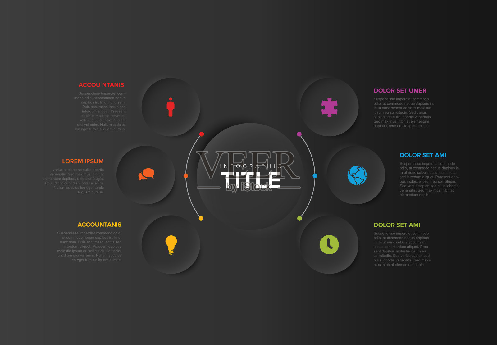 多用途暗色信息图模板六插画图片素材