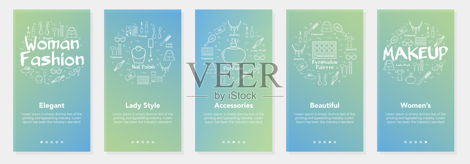 一套横幅的妇女图像和文本图标素材