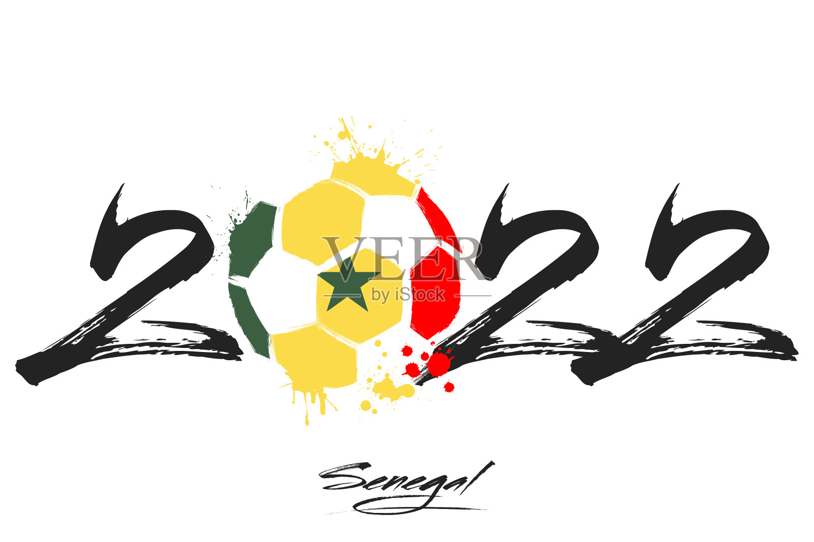 2022和塞内加尔国旗颜色的球设计元素图片