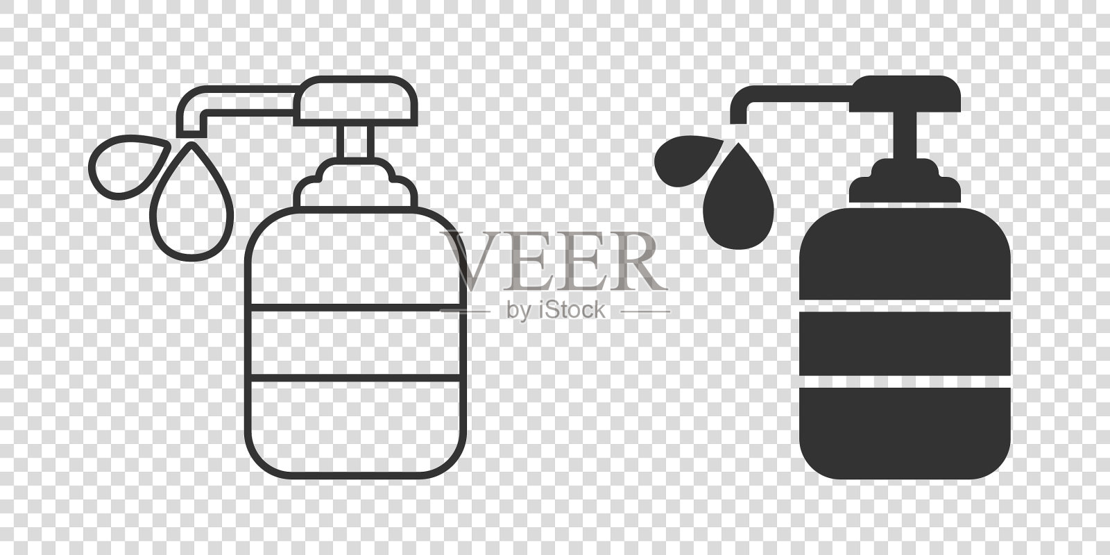 洗手液图标在平面风格杀菌图标素材