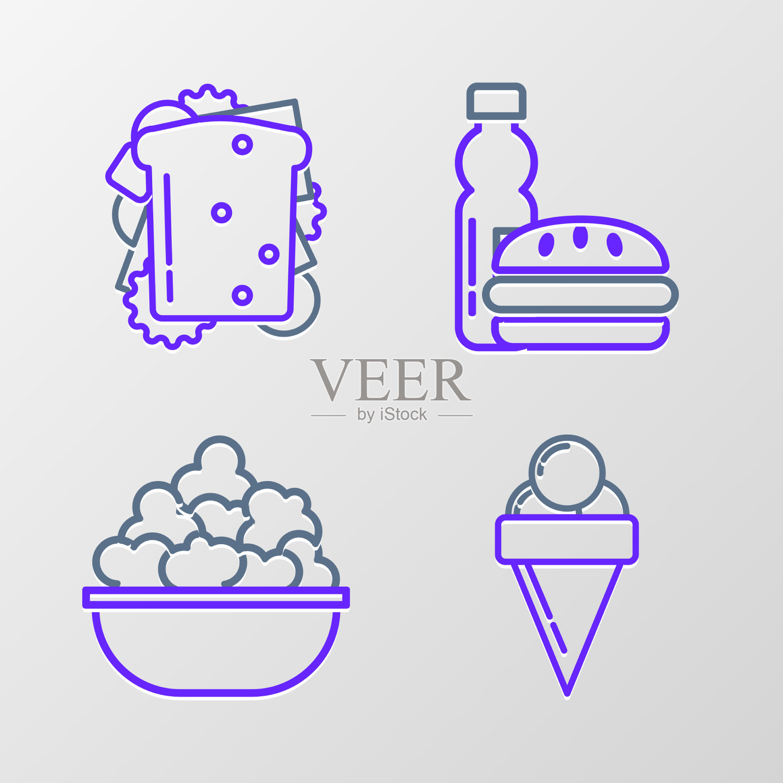 把冰淇淋放在华夫筒爆米花碗里图标素材