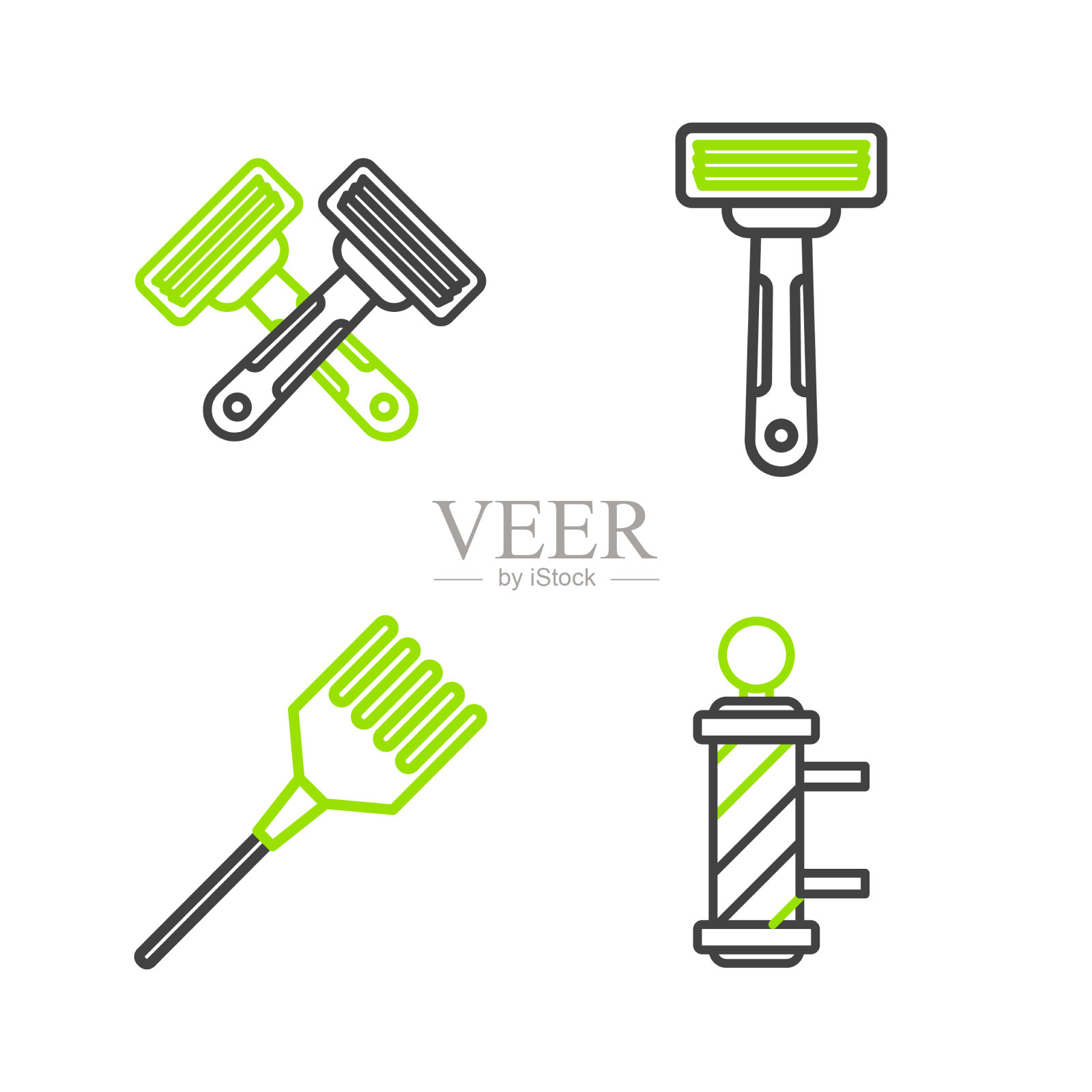 定线经典理发店杆发刷图标素材