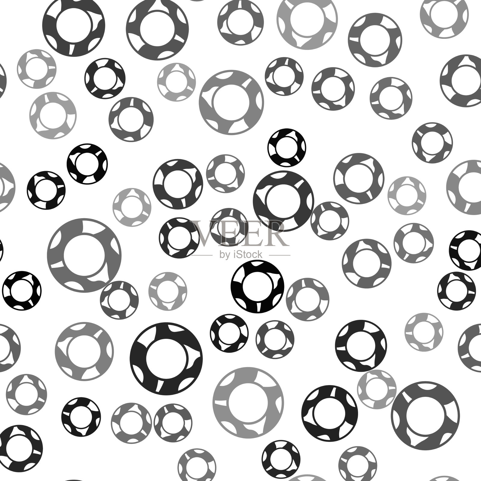 黑色橡胶游泳圈图标隔离无缝插画图片素材