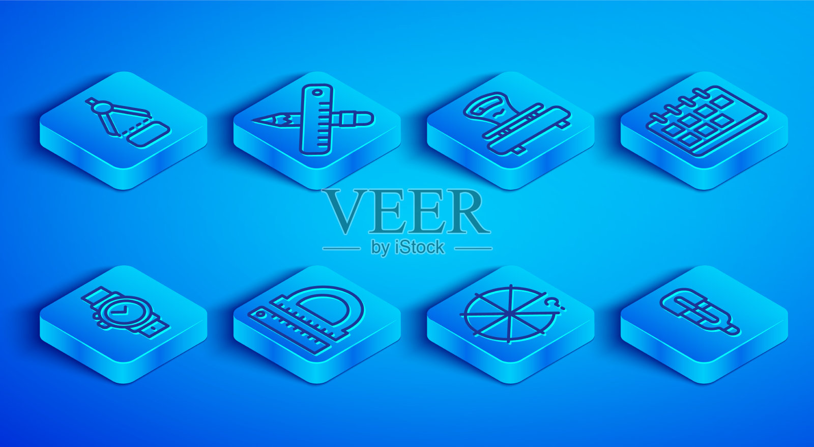 用圆规、尺子和铅笔划线图标素材