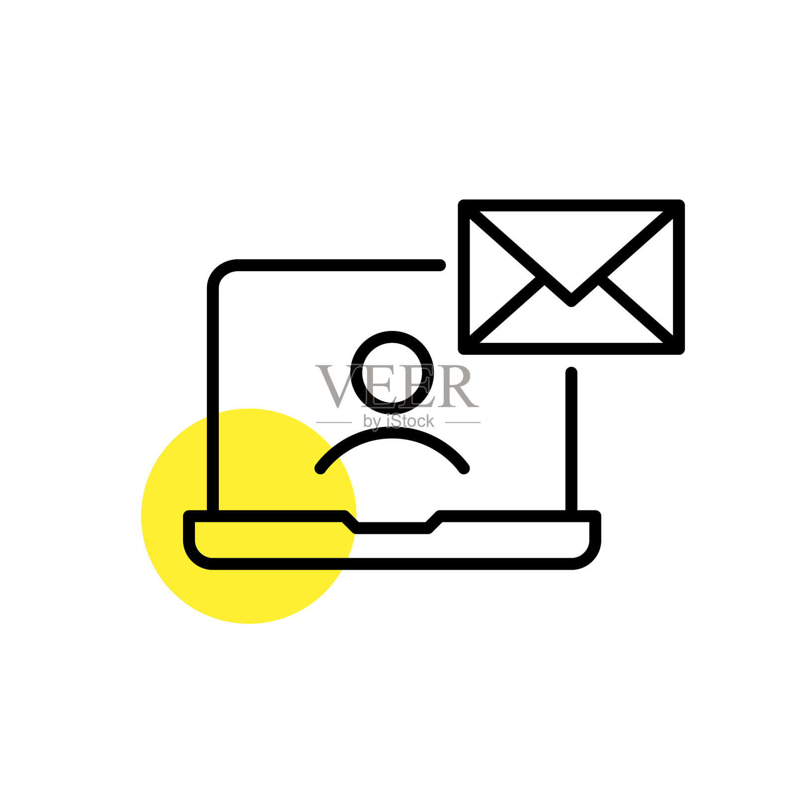 在笔记本电脑上接收电子邮件简直完美图标素材