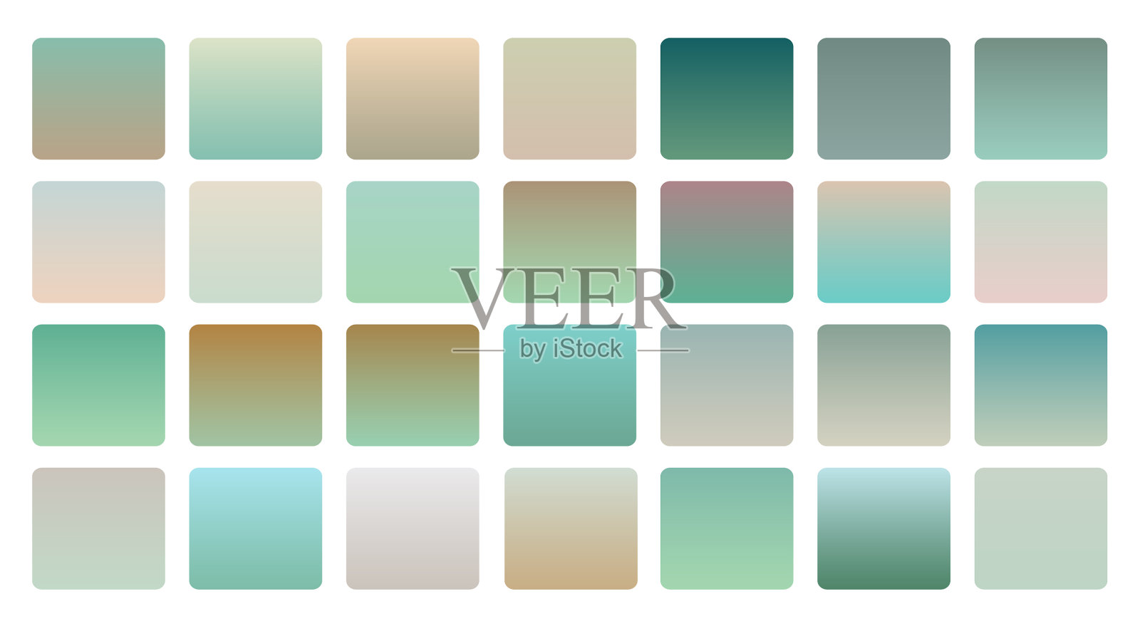 柔和的不饱和绿色梯度设置插画图片素材