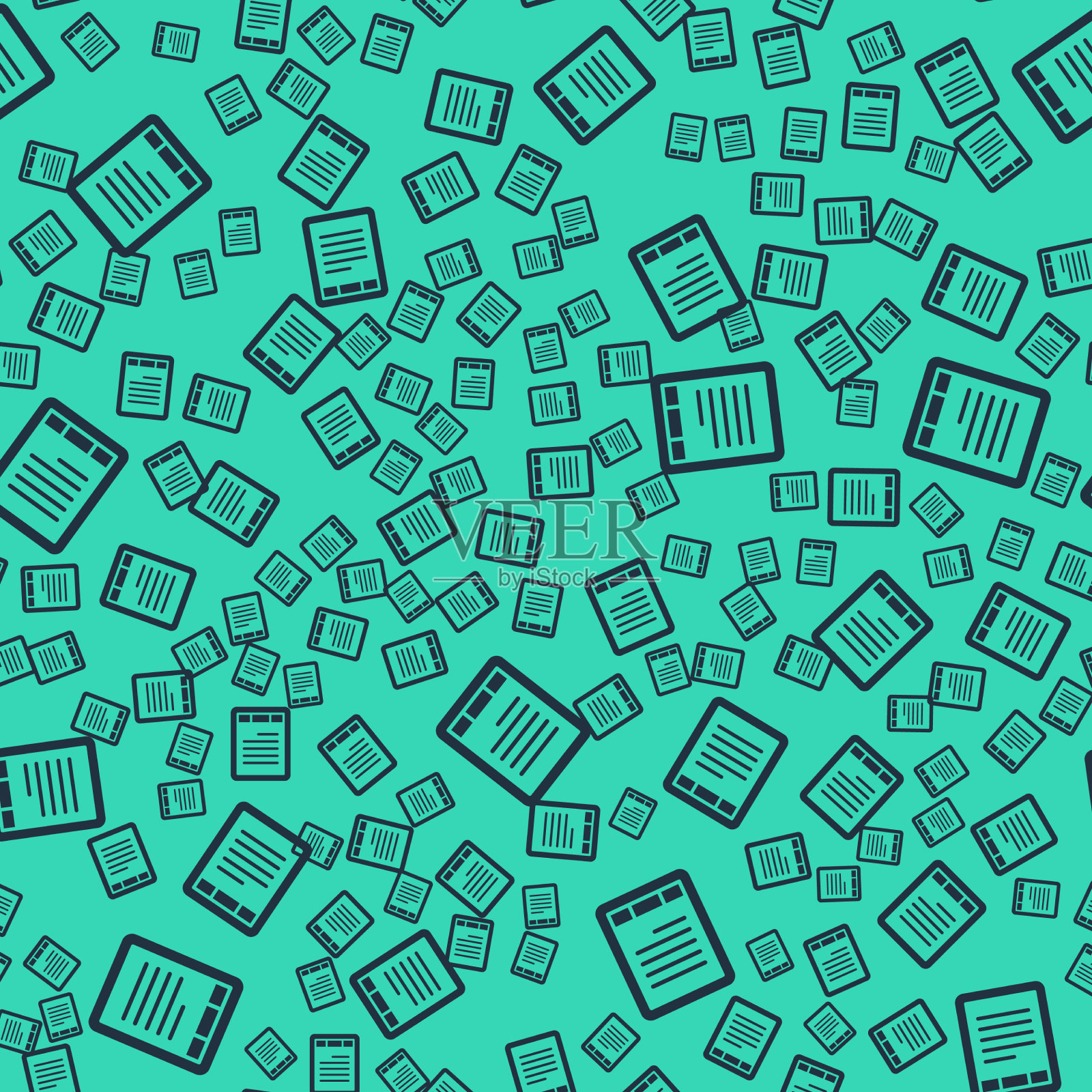 黑色电子书阅读器图标隔离无缝图案插画图片素材