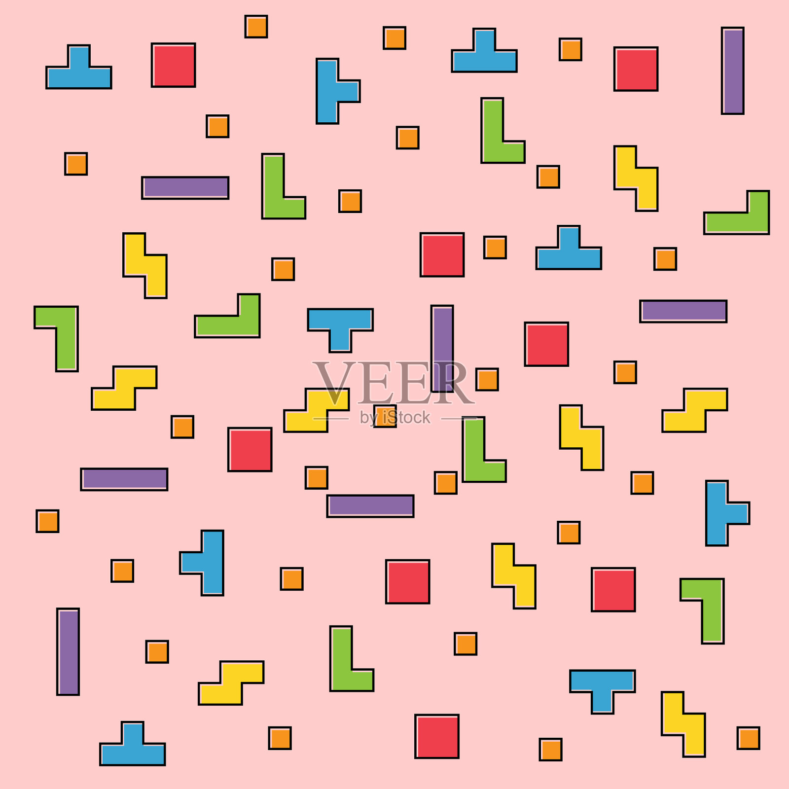 彩色像素设计图案拼图样式图案插画图片素材