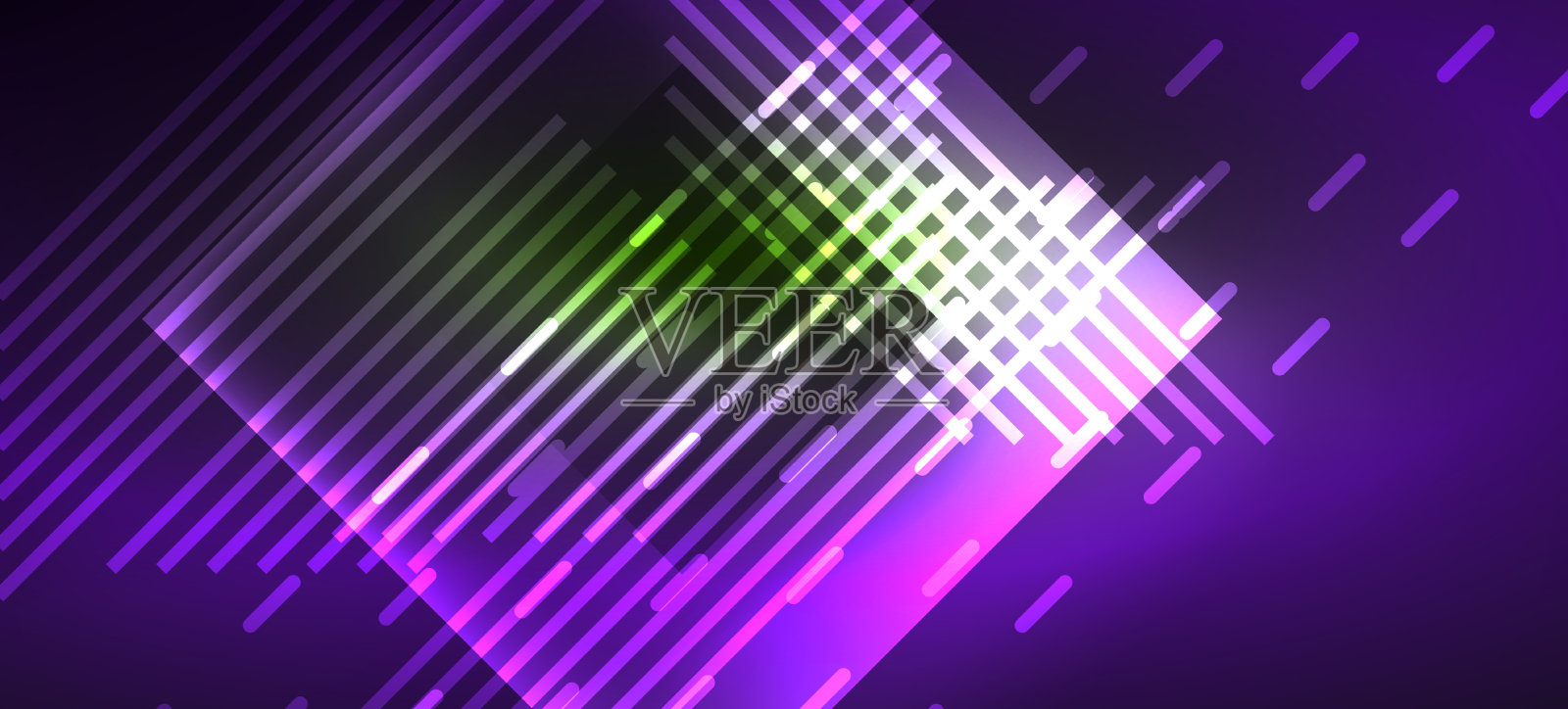 背景霓虹灯发光线条和几何形状插画图片素材