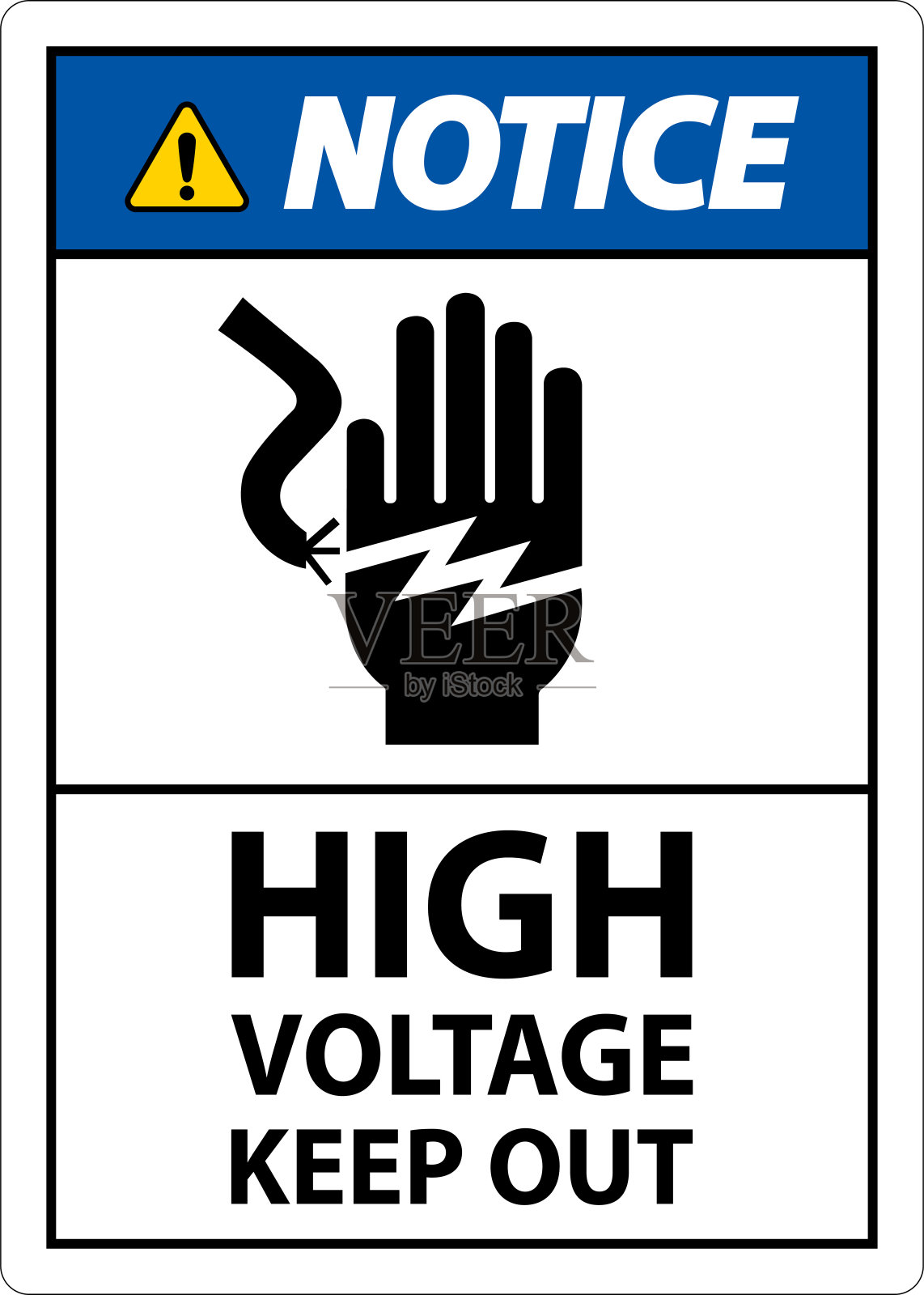 注意白色背景上的高压禁止标志插画图片素材