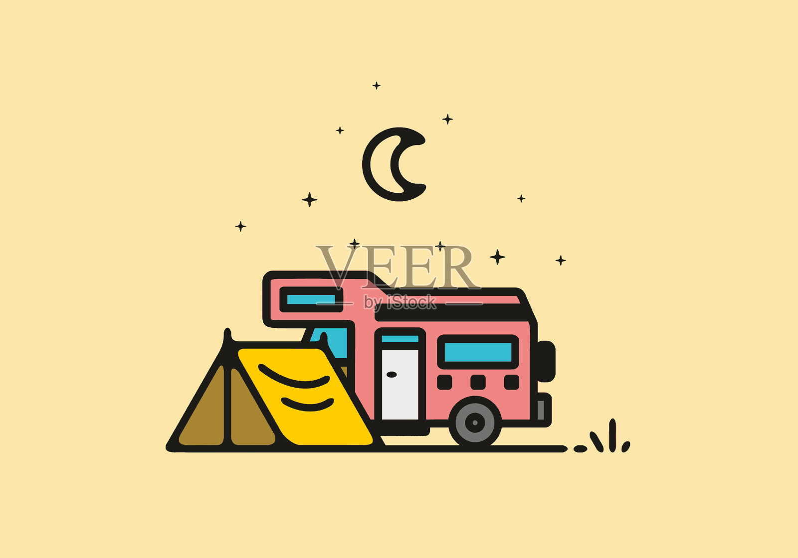 与露营车露营是艺术插画图片素材