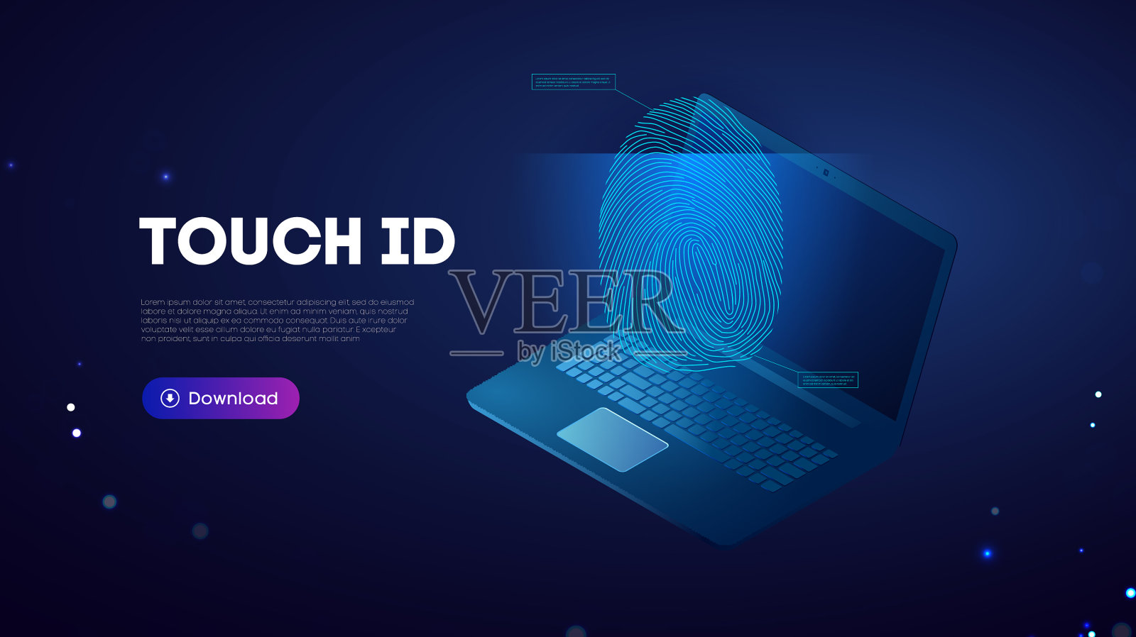 触摸id生物识别笔记本生物识别插画图片素材