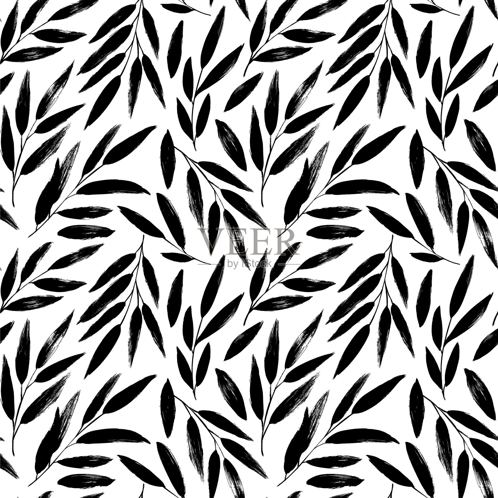 橄榄叶手绘无缝图案插画图片素材