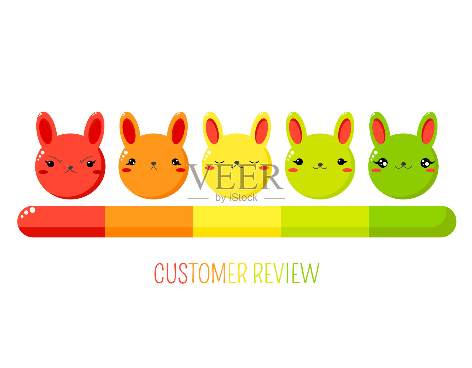 客户服务评价表格配可爱插画图片素材