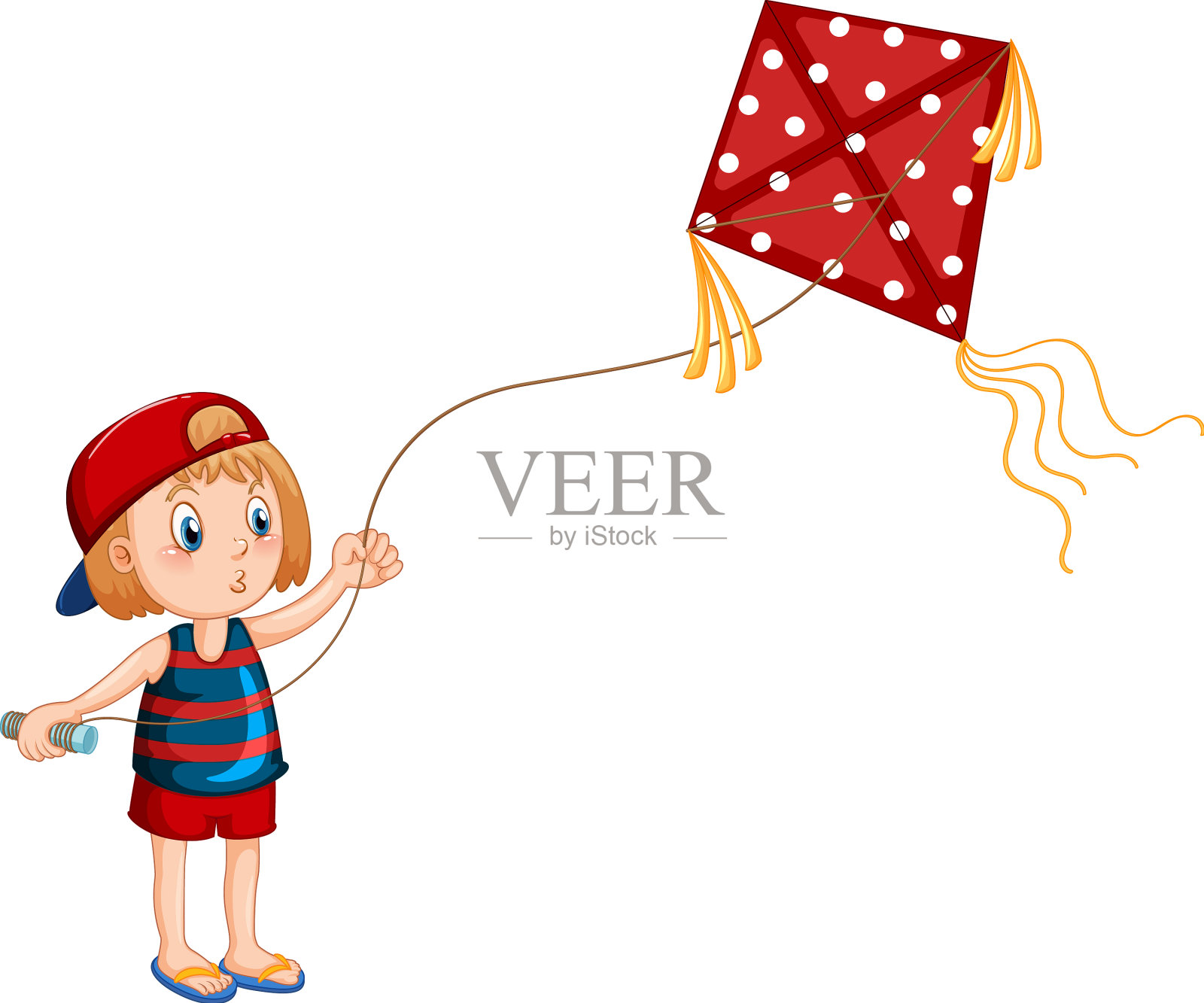 玩风筝的卡通女孩设计元素图片