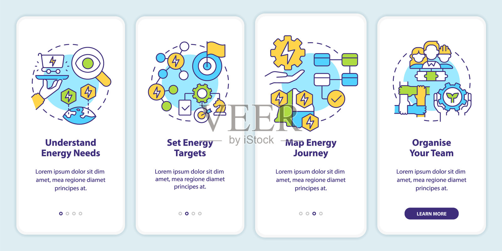 在移动应用程序上制定能源战略的步骤插画图片素材